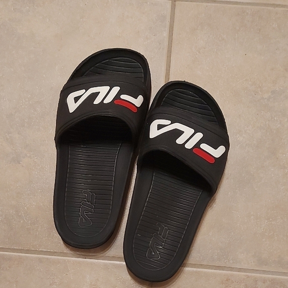 Fila Black and White Slide Sandals - Picture 2 of 5